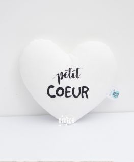 Doudou petit COEUR blanc et écriture noir pailleté