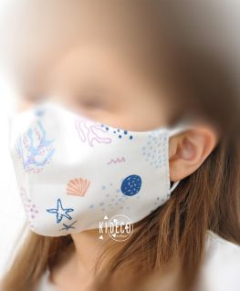 Masque en tissu CALYPSO blanc - taille enfant