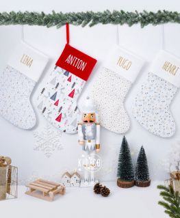 Chaussettes de Noël personnalisables prénom (tissu au choix)
