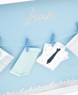 Cadre origami les tenues de Jean bleu personnalisable (zoom)