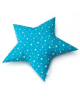 Coussin étoile bleu canard (coton bleu canard à étoiles blanches) personnalisable